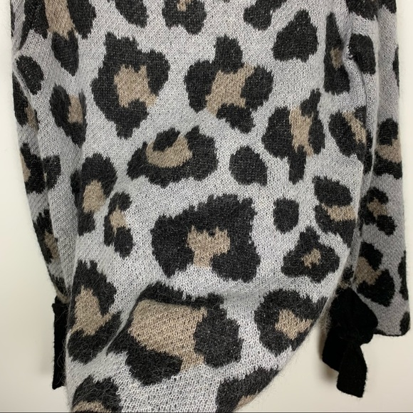 Solar Gray Leopard Print Wool Long Sweater - Picture 9 of 12